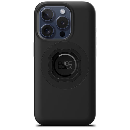 Quad Lock Mag Case for iPhone 15 Pro by Bill's Exhausts, black protective phone case with magnetic mount feature.
