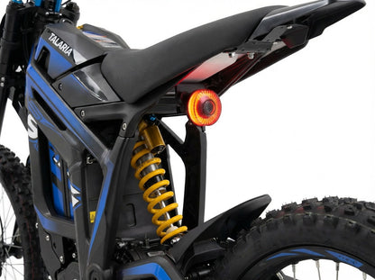 Project9 Talaria MX4 functional brake light mounted on a bicycle, showcasing LED design and installation details.