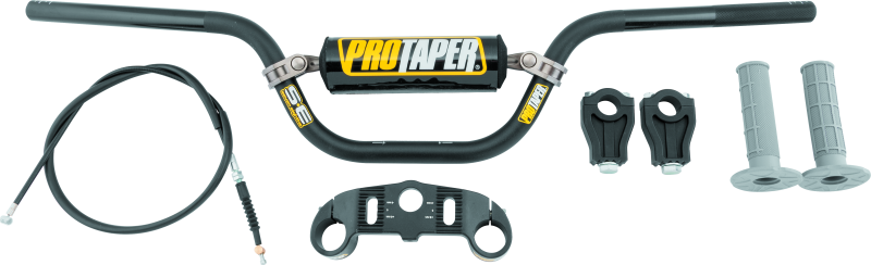 ProTaper KLX110 Pitbike Upgrade Kit handlebar, grips, and controls for Kawasaki KLX110 dirt bike.