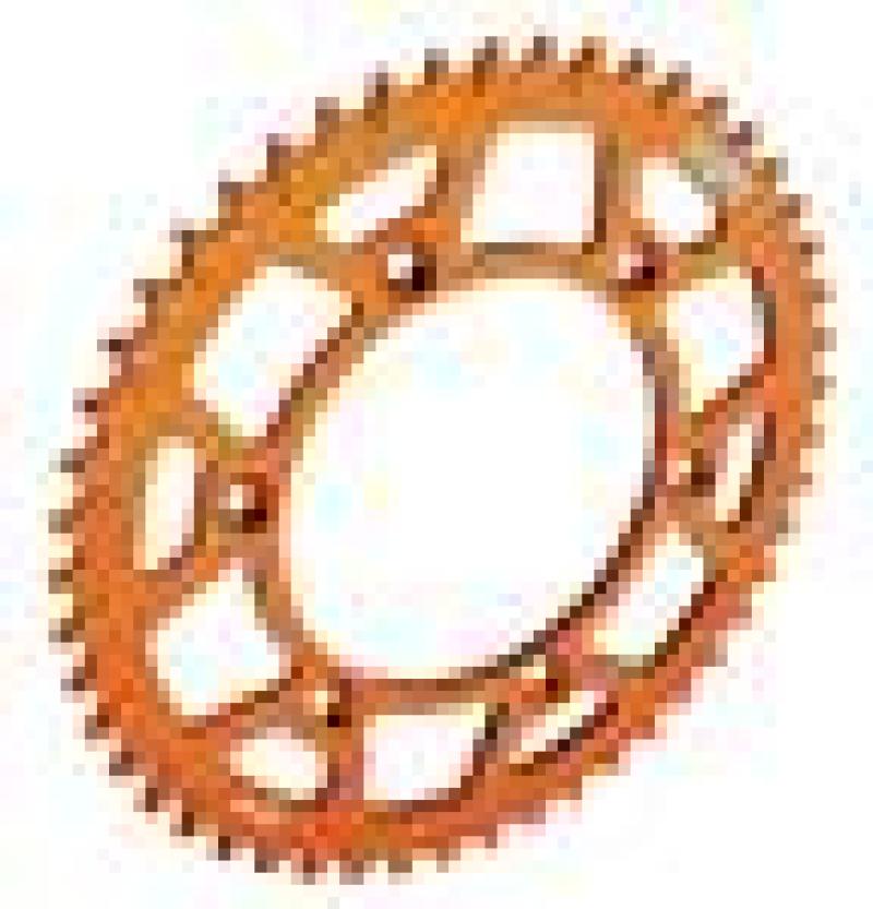 Orange 38-tooth ProTaper rear sprocket for KTM 50SX, Gas Gas MC50, and Husqvarna TC50 bikes, shown mounted on the rear wheel.