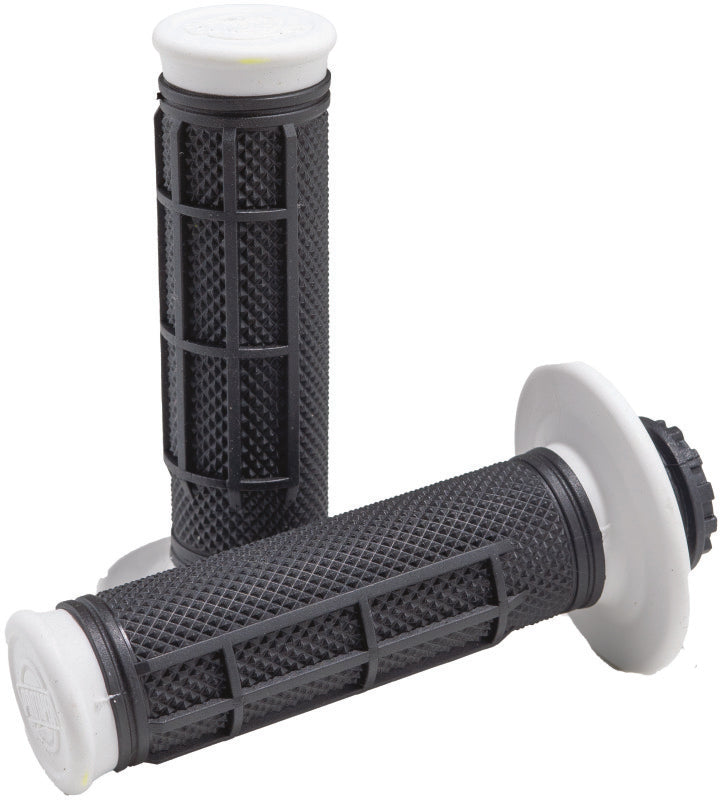 ProTaper Pro Series clamp-on 1/2 waffle handlebar grips in white and black for mountain biking or motocross.