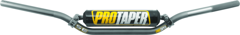 ProTaper SE CR Mid Handlebar in platinum gray with a sleek, curved design for motorcycle or dirt bike riding.