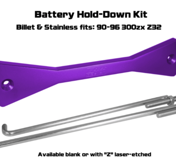 ZSPEC Battery Hold Down/Bracket for '90-96 Nissan Z32 300zx, Billet w/ Stainless Hardware - Howling Moto