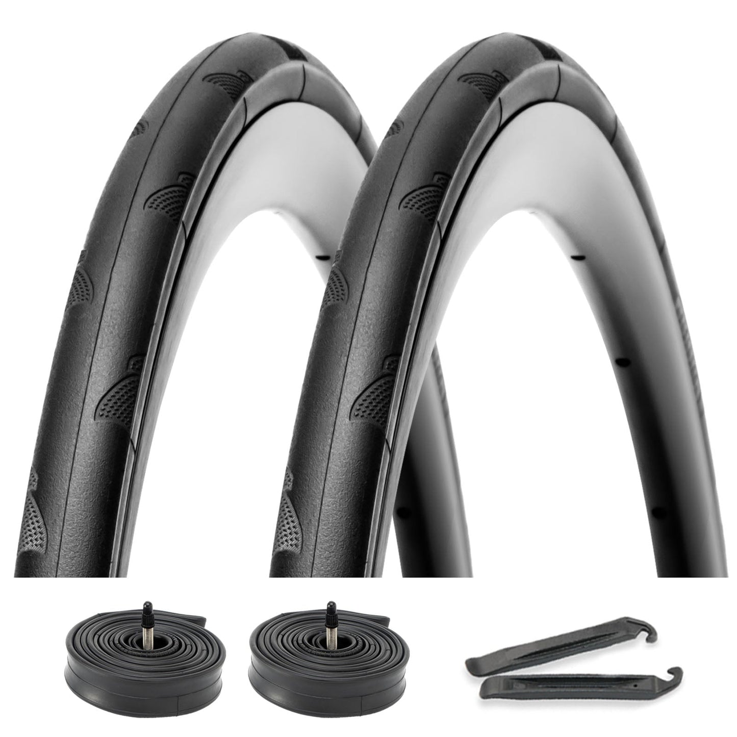 Hycline P-Wave 700×25C / 28C road bike tires with tubes, featuring a sleek tread design for performance cycling.