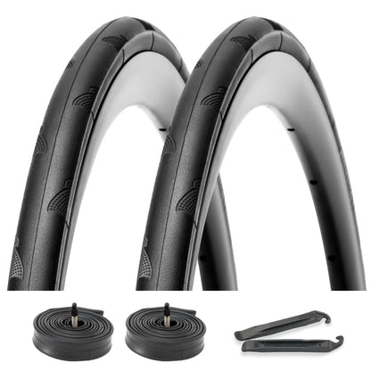 Hycline P-Wave 700×25C / 28C road bike tires with tubes, featuring a sleek tread design for performance cycling.