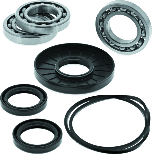 QuadBoss Polaris Ranger 800 6x6 front differential bearing and seal kit, showing bearings, seals, and packaging for part #566781.