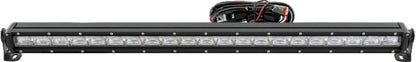 QuadBoss 21.5-inch single-row DRL LED light bar with combo flood and spot beams for off-road or outdoor vehicle lighting.
