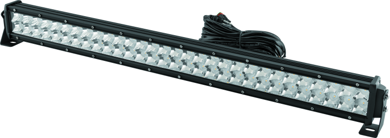 QuadBoss 32-inch double row LED light bar with combo flood and spot beams, ideal for off-road vehicles and outdoor lighting.