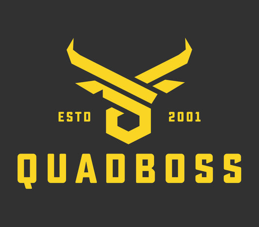 QuadBoss 48x48-inch powersports logo banner featuring bold QuadBoss branding and vibrant graphics for enthusiasts