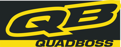 QuadBoss 88x34-inch logo banner for powersports vehicles, featuring bold branding and durable material for outdoor use.