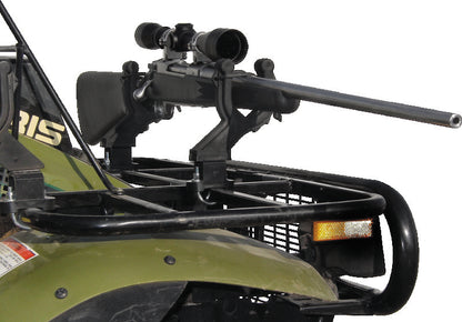Orange QuadBoss ATV safety emblem with impact-resistant, reflective rear badge for enhanced visibility and durability.