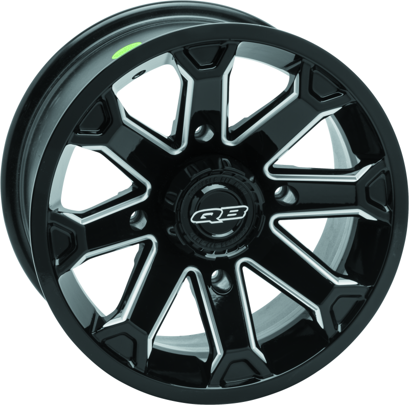 QuadBoss Blitz 14x7 power sports wheel with 4/110 bolt pattern and 5+2 offset, shown in a close-up image.