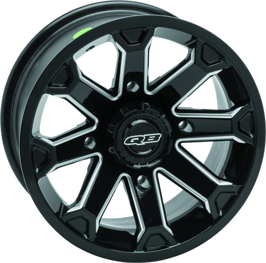 QuadBoss Blitz 14x7 power sports wheel with 4/110 bolt pattern and 5+2 offset, shown in a close-up image.