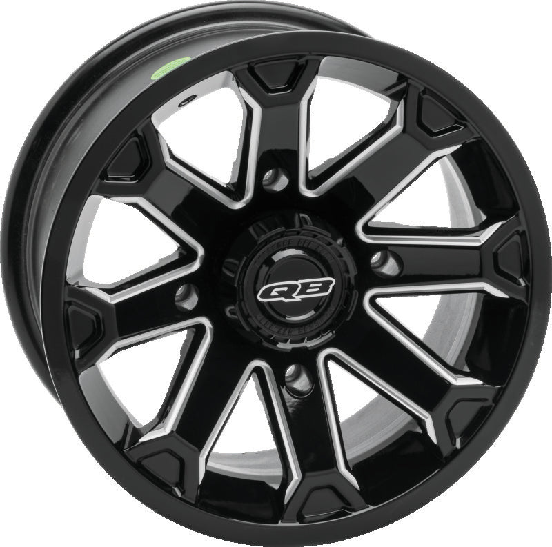 QuadBoss Blitz 14x7 PowerSports Wheel with 4/110 bolt pattern and 5+2 offset, shown in black finish.