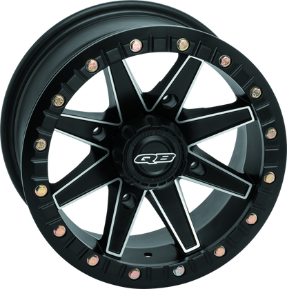 QuadBoss Boss Lock 14x7 powersports wheel with 4/110 bolt pattern and 5+2 offset, designed for off-road vehicles.