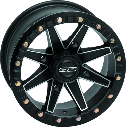 QuadBoss Boss Lock 14x7 powersports wheel with 4/110 bolt pattern and 5+2 offset, designed for off-road vehicles.