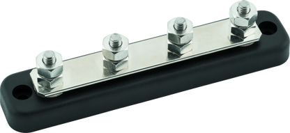 QuadBoss 150 Amp bus bar for powersports battery connections, durable metal terminal block for secure electrical wiring.