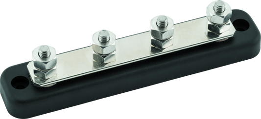QuadBoss 150 Amp bus bar for powersports battery connections, durable metal terminal block for secure electrical wiring.