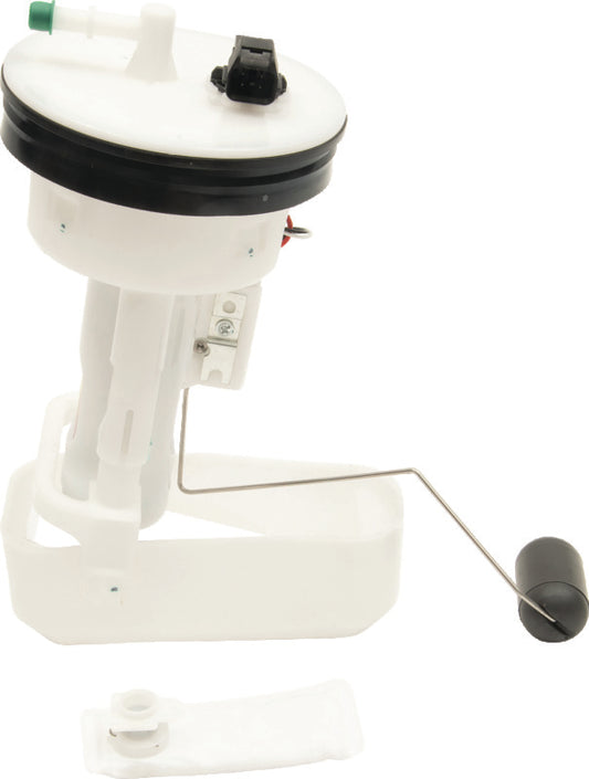 QuadBoss Complete Fuel Pump Module for Suzuki KingQuad 4x4 (2005-2010), shown installed with fuel lines and electrical connections.