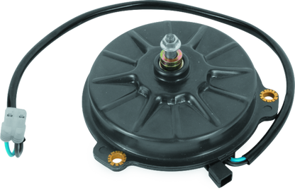 QuadBoss fan motor for Honda TRX400FGA and TRX500FA FourTrax Rancher and Foreman models, shows the black electric fan motor with mounting hardware.
