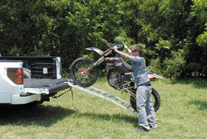 QuadBoss folding arched UTV ramp 18x89 for powersports vehicles, lightweight and durable for easy loading and unloading.