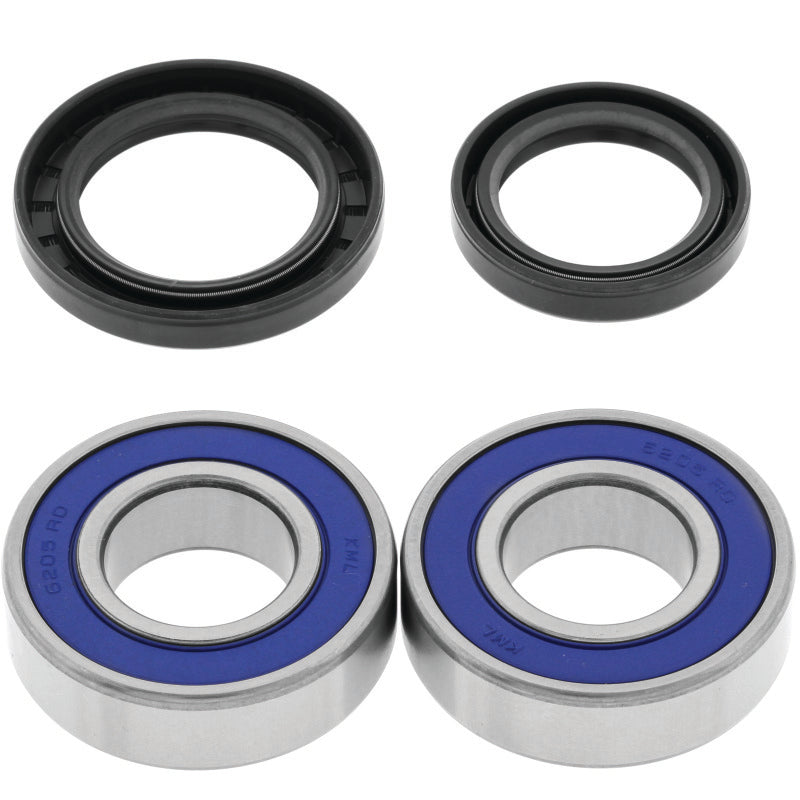 QuadBoss Kawasaki KLF220 Bayou rear ATV wheel bearing and seal kit, part 413346, showing metal bearings and rubber seals