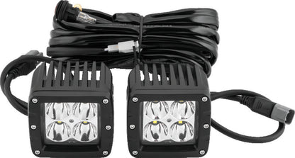 QuadBoss 3-inch LED pod spot lights with four high-intensity LEDs for durable off-road lighting setup.