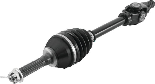 QuadBoss Polaris ATP 330 4x4 front left rugged axle showing the sturdy metal construction and part number 609183.