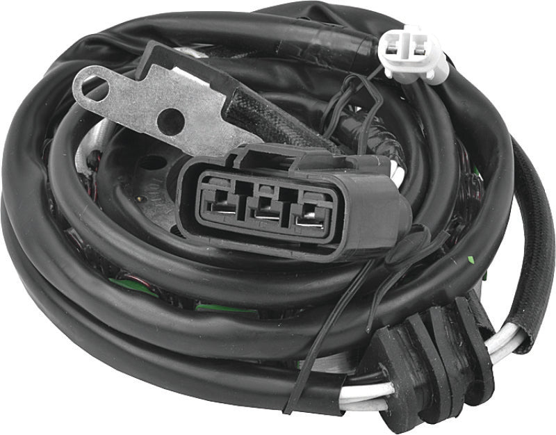 QuadBoss PowerSports Stator for Yamaha YFM550 and YFM700K models, showing the electrical component with wiring and mounting details.