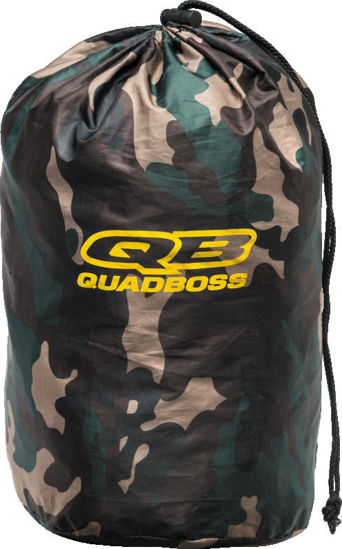 QuadBoss Quad Cover XL in camo, heavy-duty waterproof powersports cover on ATV and UTV for outdoor protection