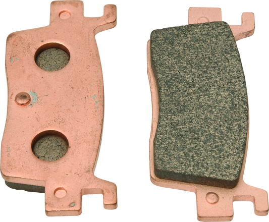 QuadBoss rear left sintered brake pad for Kawasaki KRX1000 Teryx 2020, showing the brake pad with detailed surface texture.
