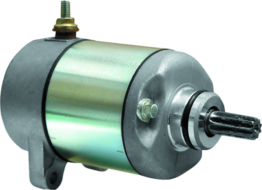 QuadBoss replacement starter motor for Honda TRX350 Rancher (2000-2002), part 495753, shown with metal and electrical components.