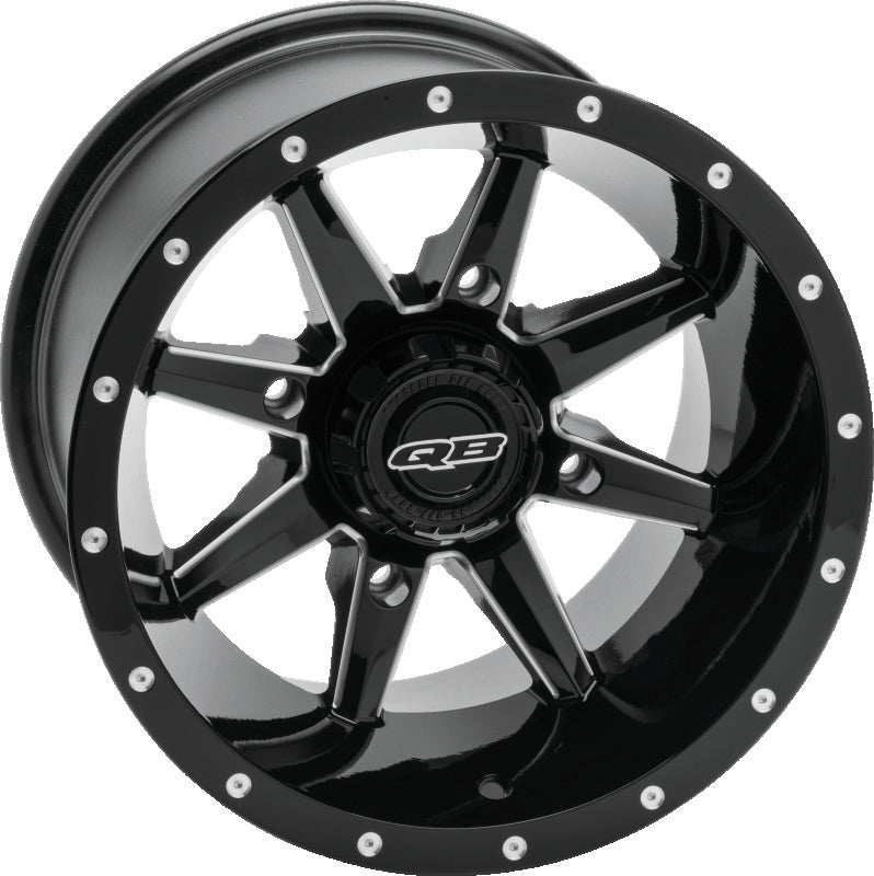 QuadBoss Slicer 14x10 PowerSports Wheel with 4/156 bolt pattern and 5+6 offset, shown in black finish.