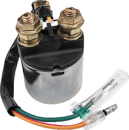 QuadBoss starter solenoid and relay for Suzuki LT-F160 QuadRunner 1987-1996, showing the black rectangular relay and wiring connections.