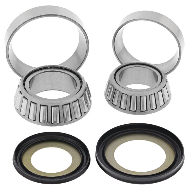 QuadBoss Taper Steering Bearing Kit for Kawasaki KXT250A Tecate motorcycle, showing bearings and components for steering upgrade.