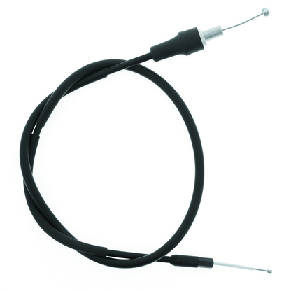 QuadBoss throttle cable for Yamaha YFM400 Big Bear and YFM250 Bruin, showing the black cable with metal fittings and protective housing.
