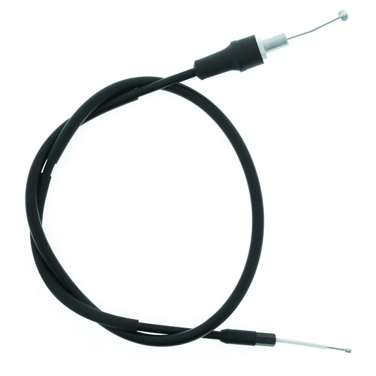 QuadBoss throttle cable for Yamaha YFM400 Big Bear and YFM250 Bruin, showing the black cable with metal fittings and protective housing.