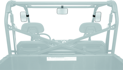 QuadBoss universal rear and side view mirror for powersports vehicles, showing adjustable mounting and reflective mirror surface