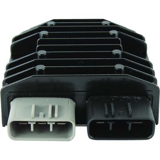 QuadBoss voltage regulator for Kawasaki KRF800 Teryx 2014-2018, showing the black rectangular component with wiring connections.