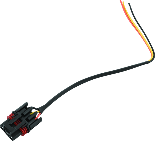 QuadBoss wiring pigtail for Polaris General 1000 and RZR models, black connector with multiple wires for vehicle wiring.