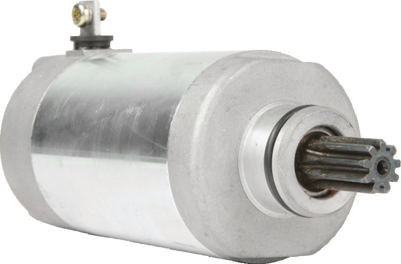 QuadBoss Yamaha YFM225 Moto-4 starter motor part 495710, close-up of the black automotive starter motor for Yamaha quad bike.