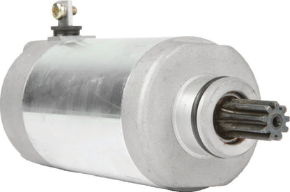 QuadBoss Yamaha YFM225 Moto-4 starter motor part 495710, close-up of the black automotive starter motor for Yamaha quad bike.