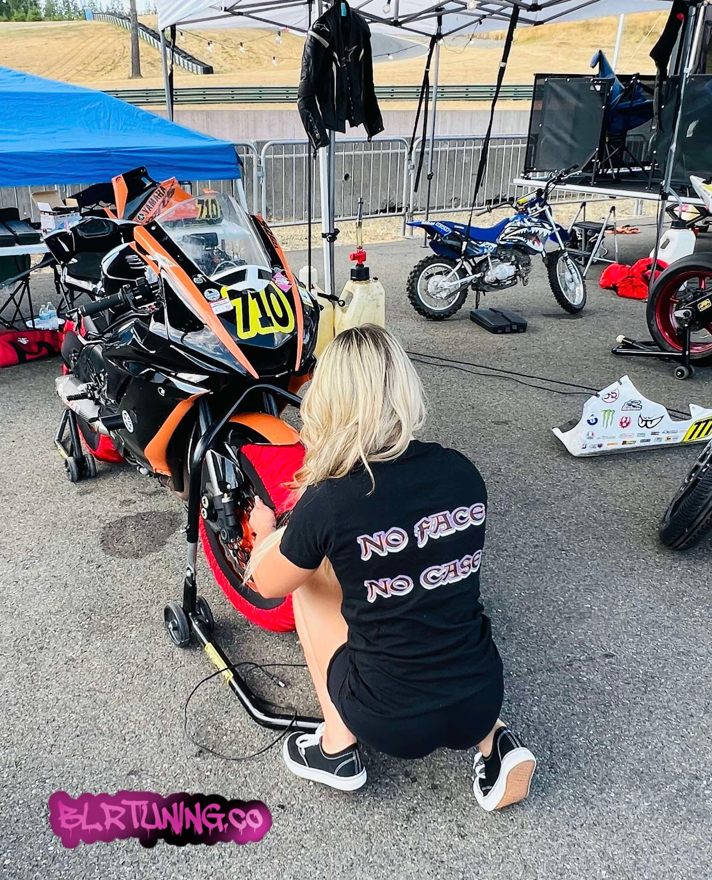WOMENS PINK LOGO NO FACE NO CASE T-SHIRT BY BLR TUNING - Howling Moto