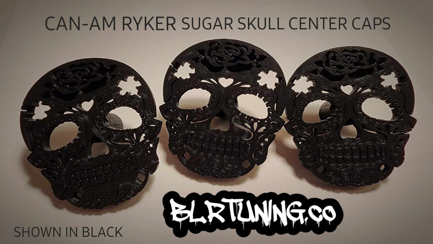 Sugar Skull Wheel Center Caps For Can-Am Ryker Fits All Models - Howling Moto