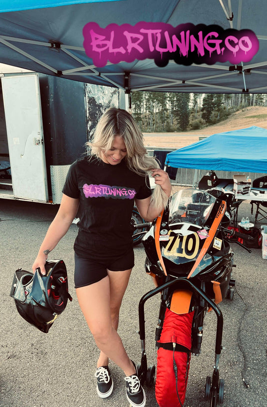 WOMENS PINK LOGO NO FACE NO CASE T-SHIRT BY BLR TUNING - Howling Moto