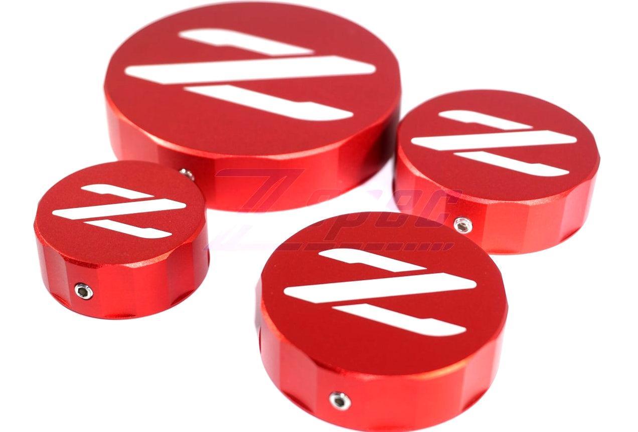 ZSPEC Reservoir Cap Cover Set (BMC, CMC, PS, CO) for Nissan Z32 300zx, Billet Aluminum - Howling Moto