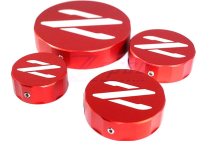 ZSPEC Reservoir Cap Cover Set (BMC, CMC, PS, CO) for Nissan Z32 300zx, Billet Aluminum - Howling Moto