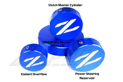 ZSPEC Reservoir Cap Cover Set (BMC, CMC, PS, CO) for Nissan Z32 300zx, Billet Aluminum - Howling Moto
