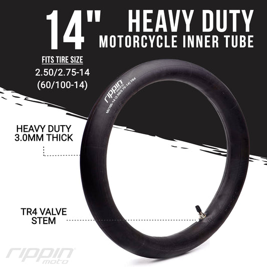 60/100-14 (2.50/2.75 x 14) Heavy Duty 14" Motorcycle Inner Tube - 3mm Thick - Howling Moto