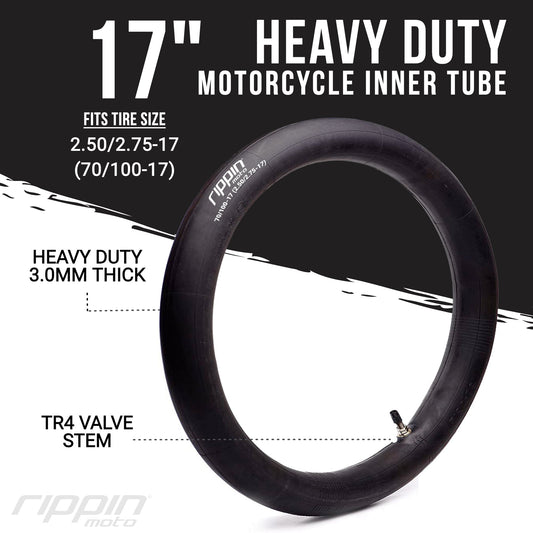 70/100-17 (2.50/2.75-17) Heavy Duty 17" Motorcycle Inner Tube - 3mm Thick - Howling Moto